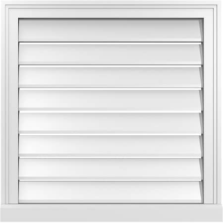Ekena Millwork Vertical Surface Mount PVC Gable Vent: Functional, w/ 2"W x 2"P Brickmould Sill Frame, 26"W x 26"H GVPVE26X2603SF